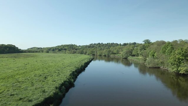 Symmetrical River Slaney Enniscorthy Ireland aerial drone 