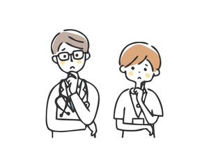 悩んでいる医療従事者のイラスト
