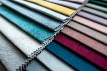 Collection fabric textile samples. Decor material for renovation furniture and interior