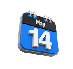 14 June Calendar 3d icon