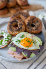 Assortment of freshly made bagels 
