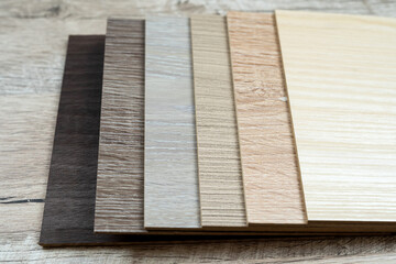 Close up of oak engineer flooring samples wood color guide