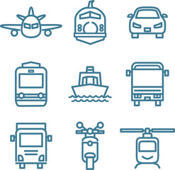 正面から見た乗り物イラスト　アイコンセット