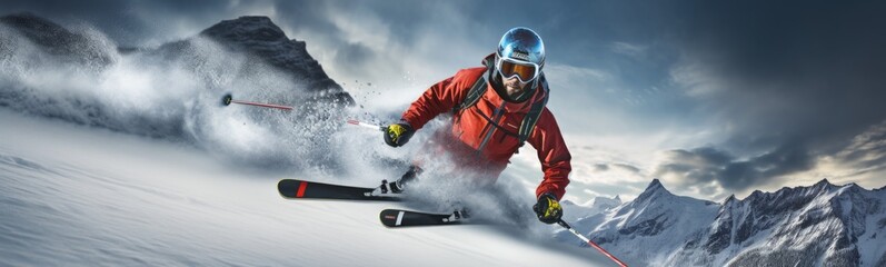 Fototapeta na wymiar Alpine skiing sport banner