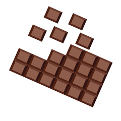 chocolate pieces. Dark chocolate. chocolate bar. Chocolate. Pieces. vector illustration