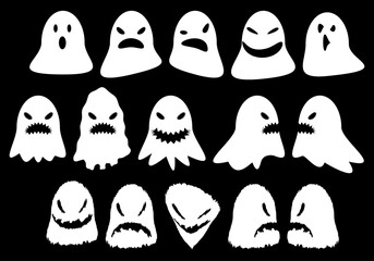 Hoja de iconos de fantasmas para Halloween, de menos a más tenebrosos