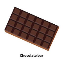 Dark chocolate. chocolate bar. on white background vector illustration