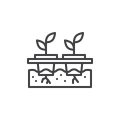 Hydroponics growing system line icon
