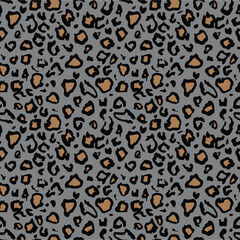 Seamless Leopard Print Pattern. Grey and Brown Animal Skin Texture.