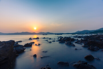 Guangdong yangjiang 4 a scenic spot of sunset scene