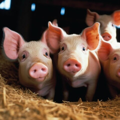 selective closeup shot of pigs in a barn