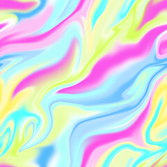 Holographic seamless pattern. The effect of flowing iridescent liquid. Psychedelic effect. Fairy tale unicorn trend background. 90s fashion..