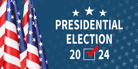 United States presidential election in 2024. USA flag. 3d illustration.
