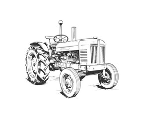 Fototapeta na wymiar Vintage tractor hand drawn sketch in doodle style. Vector illustration design.