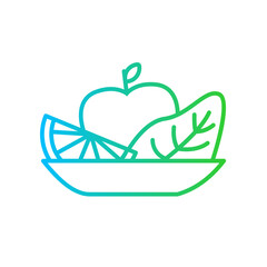 Healthy food healthy lifestyle icon with blue and green gradient outline style. healthy, food, diet, fresh, vegetable, fruit, sign. Vector Illustration