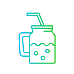 Detox drink healthy lifestyle icon with blue and green gradient outline style. detox, drink, diet, fruit, food, healthy, smoothie. Vector Illustration