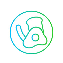 Breakfast healthy lifestyle icon with blue and green gradient outline style. food, breakfast, line, sign, symbol, drink, restaurant. Vector Illustration