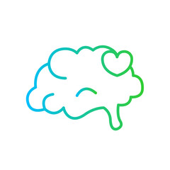Mental health healthy lifestyle icon with blue and green gradient outline style. health, psychology, mental, mind, therapy, human, brain. Vector Illustration
