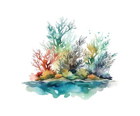 Watercolor corals. Vector illustration design.