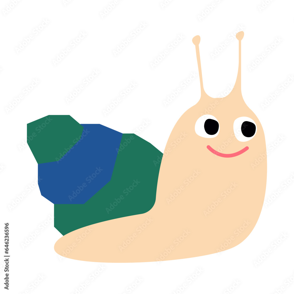 Sticker snail flat illustration