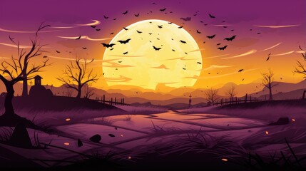 mysterious halloween forest moonlight. halloween silhouette background