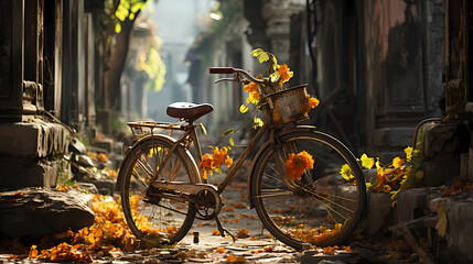Fototapeta premium Streets with old bicycles