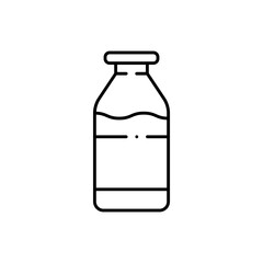 Milk healthy lifestyle icon with black outline. milk, dairy, liquid, fresh, drink, product, yogurt. Vector illustration