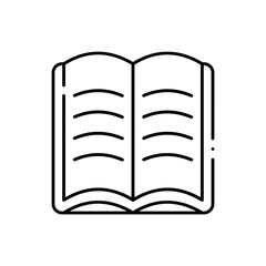 Reading healthy lifestyle icon with black outline. book, education, happy, read, lifestyle, reading, study. Vector illustration