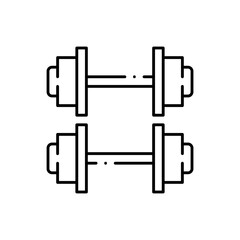 Dumbbell healthy lifestyle icon with black outline. fitness, gym, dumbbell, health, sport, equipment, weight. Vector illustration