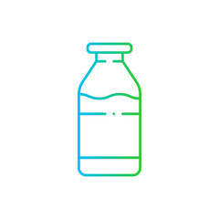 Milk healthy lifestyle icon with blue and green gradient outline. milk, dairy, liquid, fresh, drink, product, yogurt. Vector illustration
