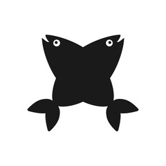 Сrossed silhouettes of two fish together.