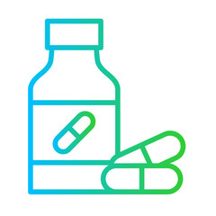 Supplements healthy lifestyle icon with blue and green gradient outline style. healthy, nutrition, health, food, line, diet, vitamin. Vector Illustration