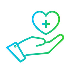 Fototapeta premium Medical service healthy lifestyle icon with blue and green gradient outline style. symbol, health, medical, line, service, sign, care. Vector Illustration