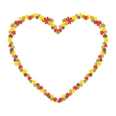 Heart shaped autumn frame with chestnut leaves. Decoration element for invitation cards, greeting cards and other designs