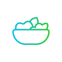 Salad healthy lifestyle icon with blue and green gradient outline style. salad, food, healthy, bowl, diet, fresh, menu. Vector Illustration