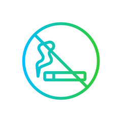 No smoking healthy lifestyle icon with blue and green gradient outline style. symbol, cigarette, no, stop, sign, smoke, tobacco. Vector Illustration