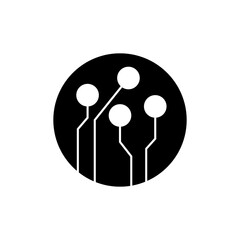 Microchip Icon. Integrated Circuit, Chip Symbol - Vector