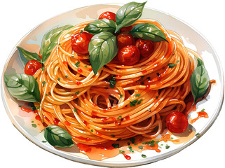 spaghetti illustration in transparent background