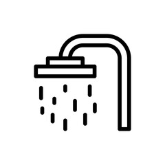 Shower healthy lifestyle icon with black outline style. shower, water, bathroom, sign, symbol, bath, clean. Vector Illustration