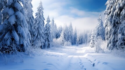 Fototapeta na wymiar Beautiful winter landscape with snow-covered trees.