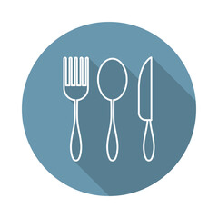 Cutlery icon, knife fork spoon sign. Flat design, vector illustration.