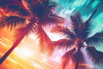Colorful palm trees