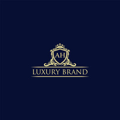 AH Luxury lion crest logo - royal lion vector template