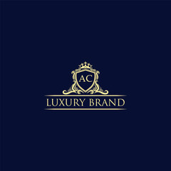 AC Luxury lion crest logo - royal lion vector template