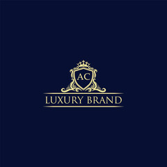 AC Luxury lion crest logo - royal lion vector template