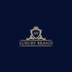 AV Luxury lion crest logo - royal lion vector template