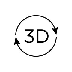 3D Rotation Icon. Rotate Direction Editing, Adjustment Symbol  - Vector.