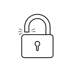 Unlocked Padlock Icon. Opened,  Symbol Easy to Access - Vector.