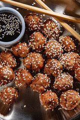 Vietnamese meatball with sweet soya sauce and sesam seeds - 646242369