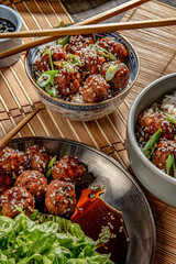 Vietnamese meatball with sweet soya sauce and sesam seeds - 646242585